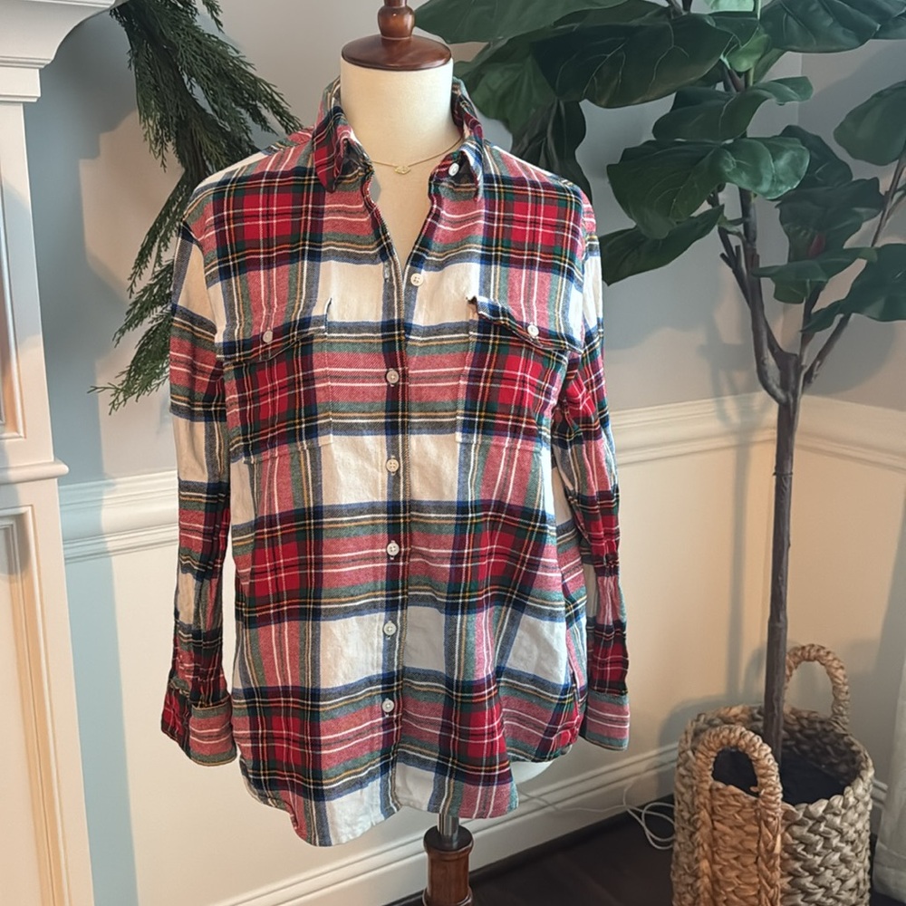Boyfriend Flannel Plaid Button Down Shirt